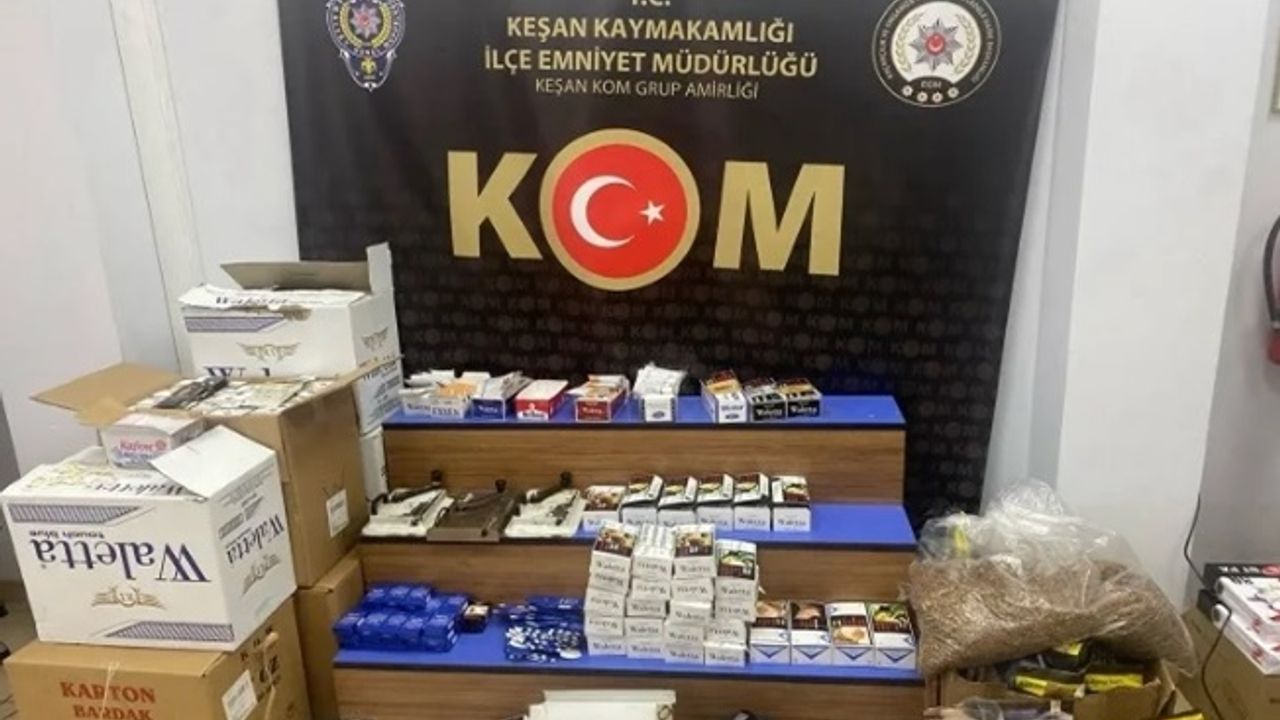 Edirne Keşan'da kapsamlı kaçakçılık operasyonu