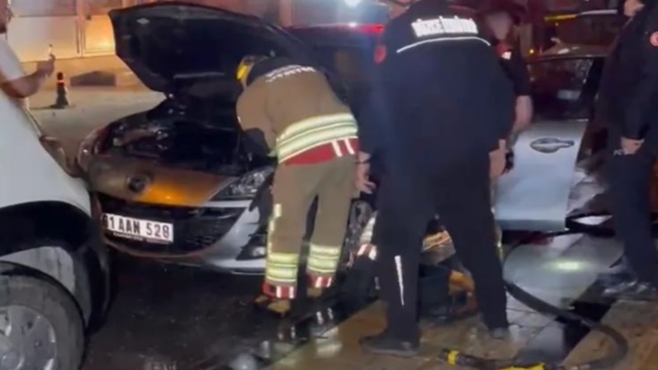 Düzce’de maskeli bir kişi otomobili kundakladı