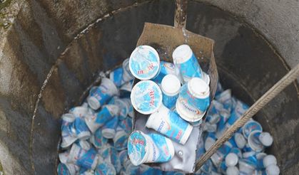 Kanalizasyon hattında yüzlerce bozulmuş ayran bulundu!