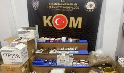 Edirne Keşan'da kapsamlı kaçakçılık operasyonu