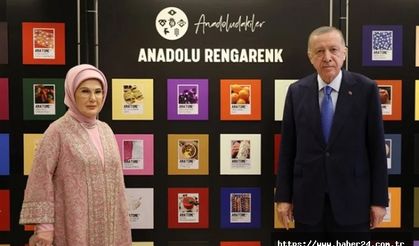 Erdoğan çiftinden 'Anadoludakiler' sergisine ziyaret