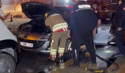 Düzce’de maskeli bir kişi otomobili kundakladı
