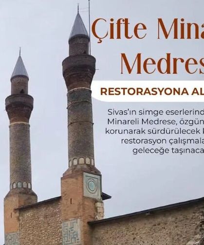 Çifte Minareli Medresede Restorasyona Alınıyor