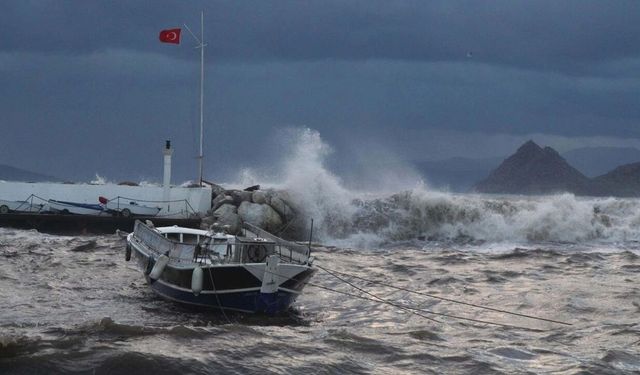 Kaş’ta şiddetli fırtınada Ağaçlar devrildi, okul çatısı zarar gördü