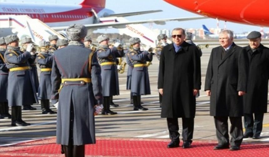 Cumhurbaşkanı Erdoğan Moskova'da böyle karşılandı