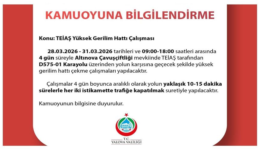 Yalova’da Yüksek Gerilim Hattı Mesaisi Başlıyor
