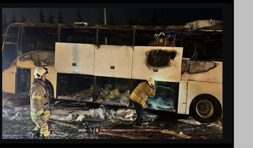 Esenler’de yolcu otobüsü alev alev yandı