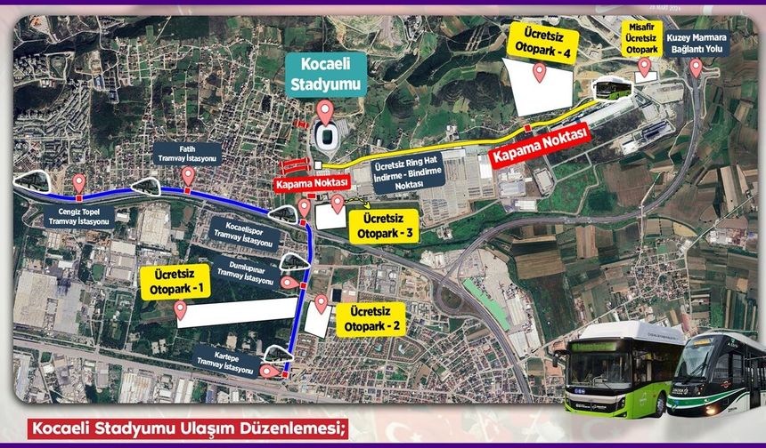 Kocaeli'de dev maç öncesi ulaşım planı tamam